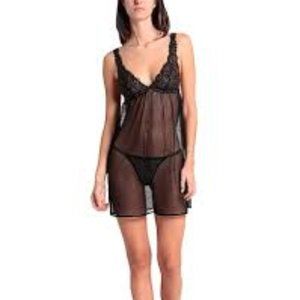 Emporio Armani Underweare lace logo black tan sleeveless Top only  sz medium